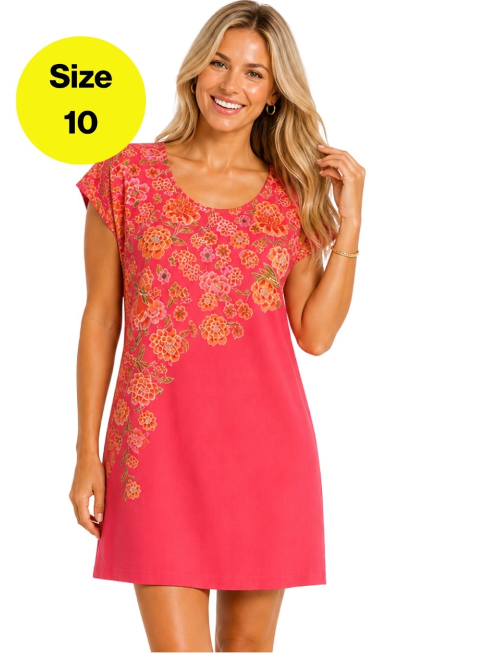 2/for $20 🪩 ISAAC MIZRAHI Floral Coral Pink Slip Mini Dress (Women's Size 10)